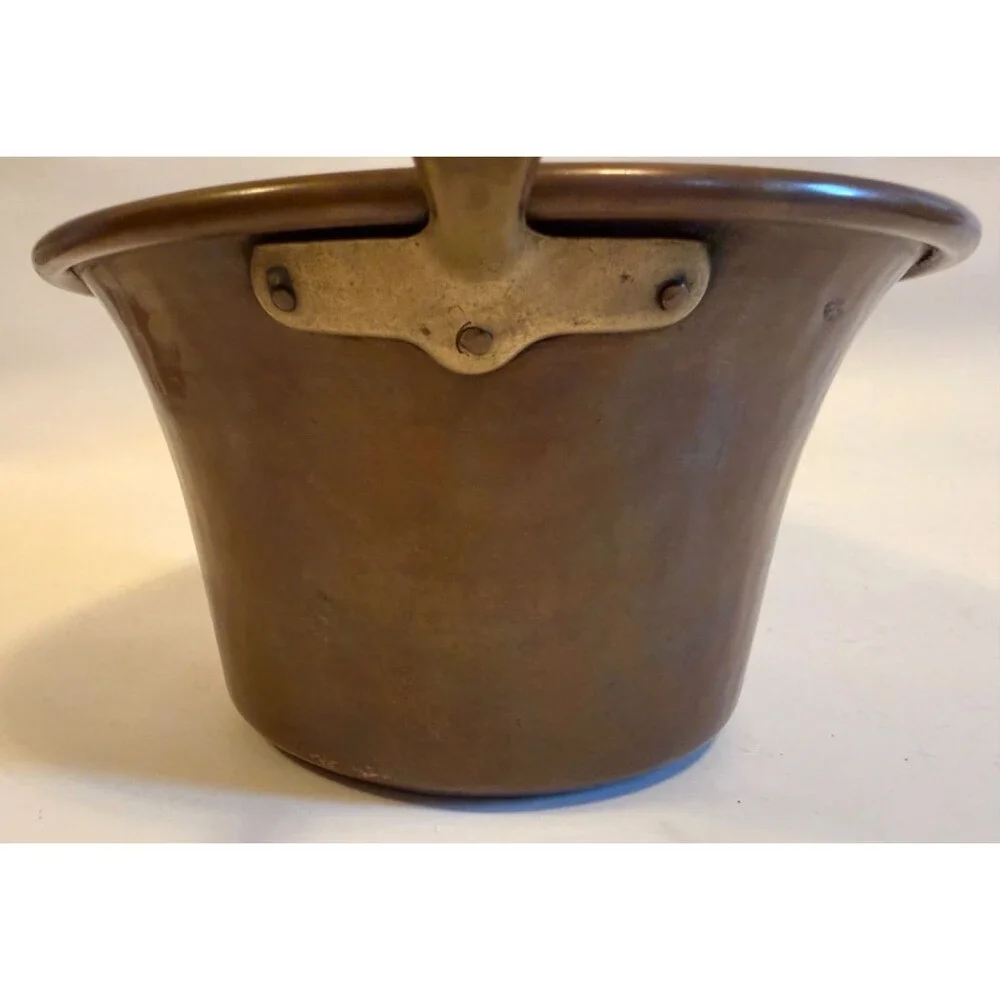 Vintage Italian Hammered Copper Large Polenta Pot Rame Lilium Italy Brass Handle